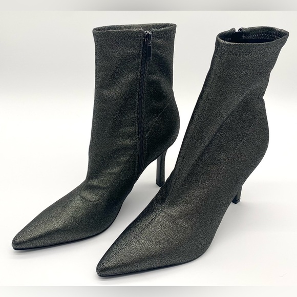 MARC FISHER Pewter Black Shimmer Glitter Kellen Heeled Bootie Size 10M NWOT - Picture 6 of 14